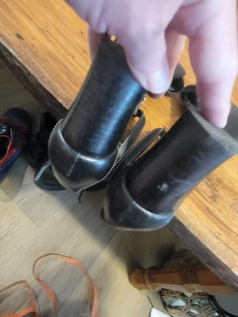 Vintage Micheal Shannon Size 7.5 Black Leather Sling Back 2.5